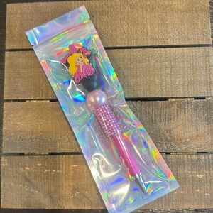 Pink Beaded Pen with Character Topper